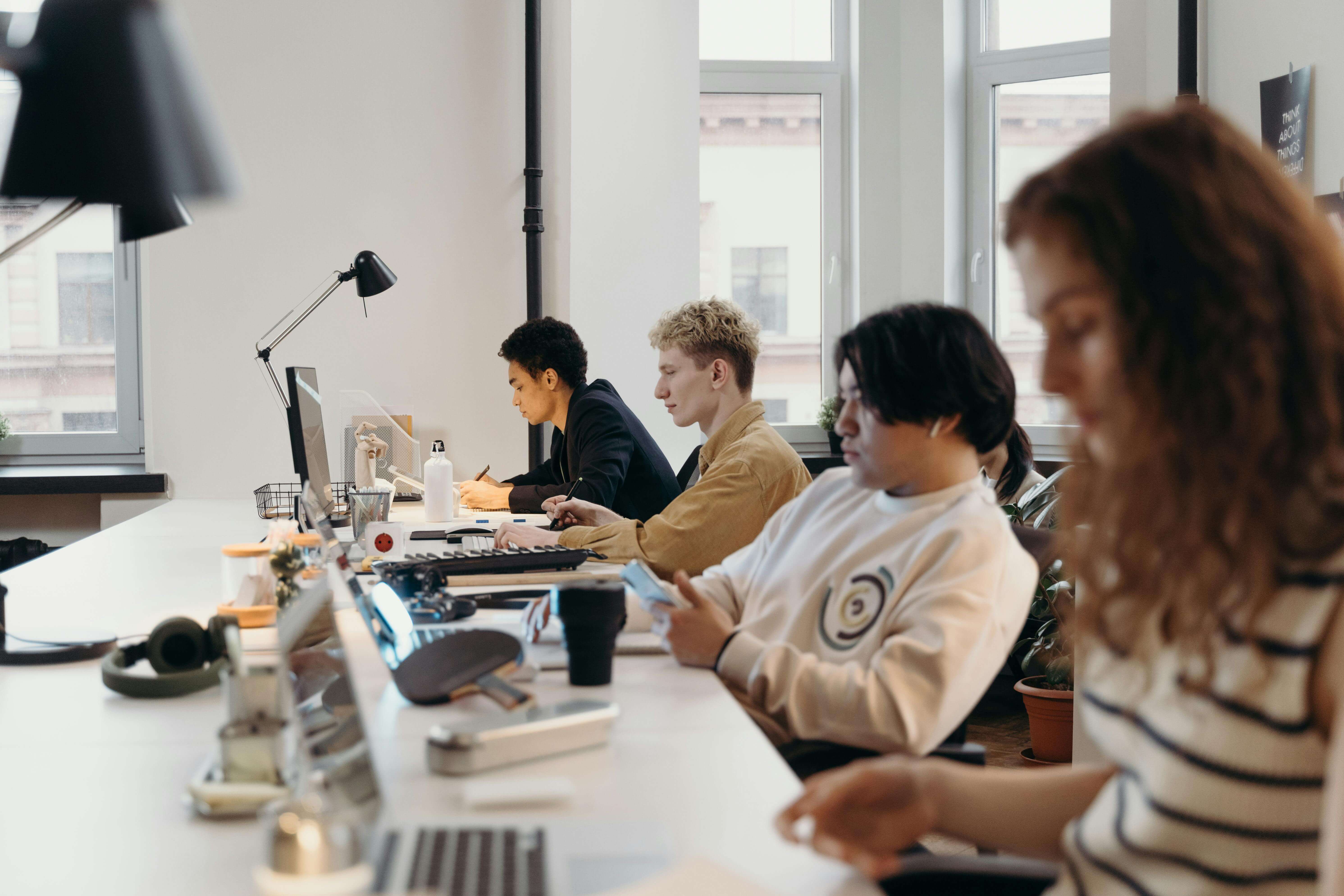 Group of developers, working at the office